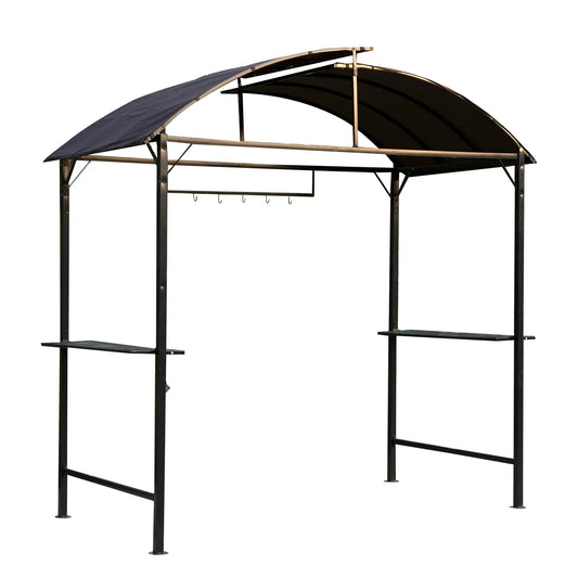 8x4ft BBQ Gazebo Tent, Metal Frame Arch Canopy, Garden Sunshade Portable Shelter BBQ Grill Gazebos Dark Coffee at Gallery Canada