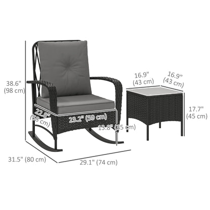 3pc Rattan Bistro Set, Wicker Patio Furniture, Rocking Chairs, Grey Bistro Sets at Gallery Canada