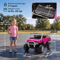 Tracteur pour enfant 12V, télécommande, double moteur, rose