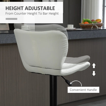 Adjustable Height Swivel Bar Stools, Set of 2, PU Leather, White Bar Stools at Gallery Canada