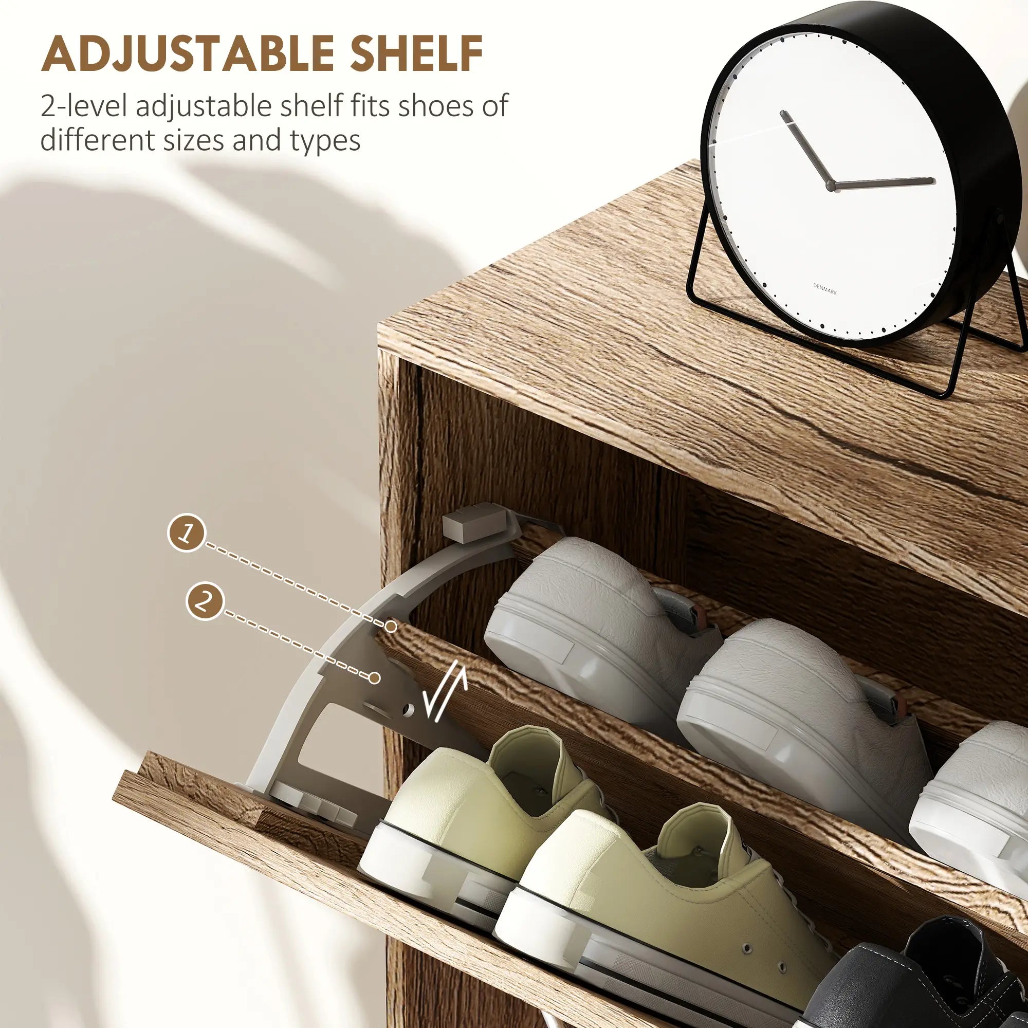 Shoe Storage Cabinet, 3 Flip Drawers, 12 Pair Organizer, Oak Shoe Storage Cabinets & Racks at Gallery Canada