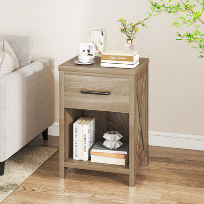 Nightstand With Drawer And Shelf, Natural End & Side Tables at Gallery Canada