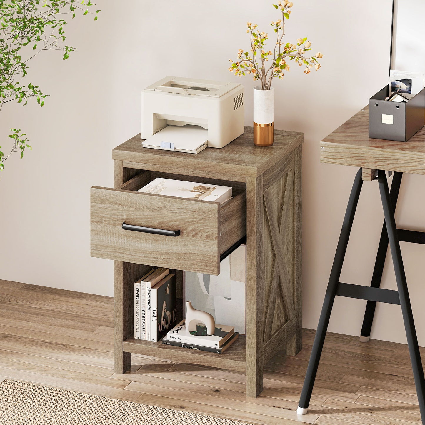 Nightstand With Drawer And Shelf, Natural End & Side Tables at Gallery Canada
