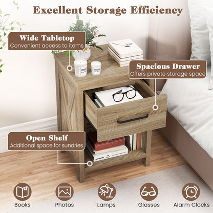 Nightstand With Drawer And Shelf, Natural End & Side Tables at Gallery Canada