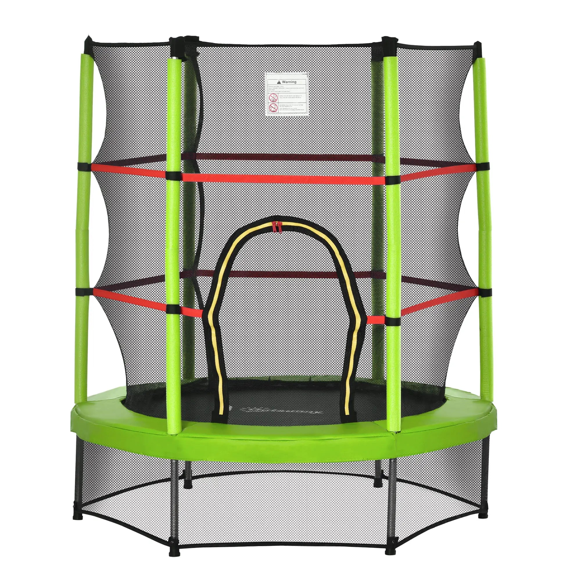 55 Inch Kids Trampoline with Enclosure Net, Indoor Outdoor, Green Trampolines Green, Black at Gallery Canada