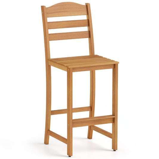 Solid Acacia Wood Bar Stools Heavy-duty Outdoor Barstools with 400 LBS Max Load Patio Bar Furniture Natural at Gallery Canada