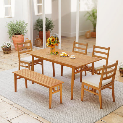 Solid Acacia Wood Patio Chair Set of 2 Armless Chair, White Patio Dining Chairs at Gallery Canada