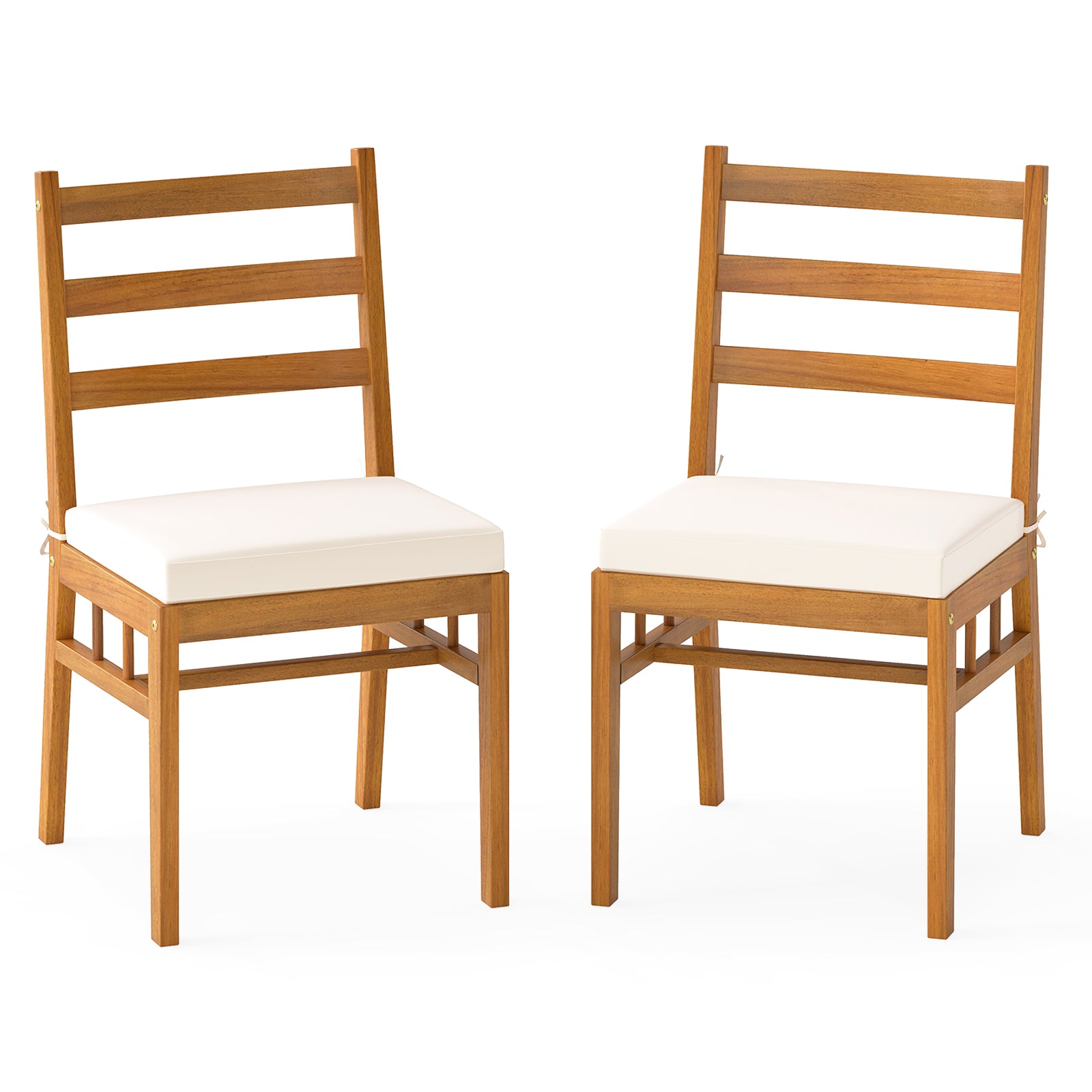 Solid Acacia Wood Patio Chair Set of 2 Armless Chair, White Patio Dining Chairs at Gallery Canada