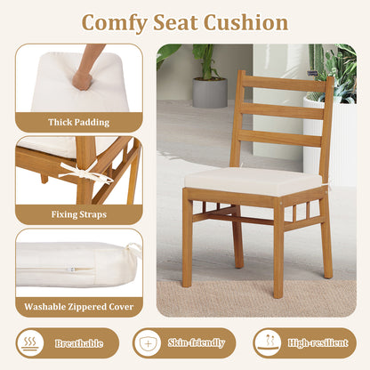 Solid Acacia Wood Patio Chair Set of 2 Armless Chair, White Patio Dining Chairs at Gallery Canada