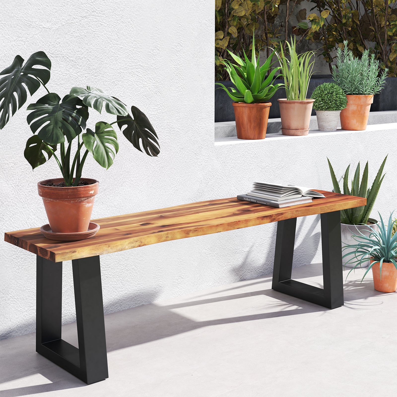 Solid Acacia Wood Patio Bench Dining Bench Seating Bench Outdoor Benches at Gallery Canada