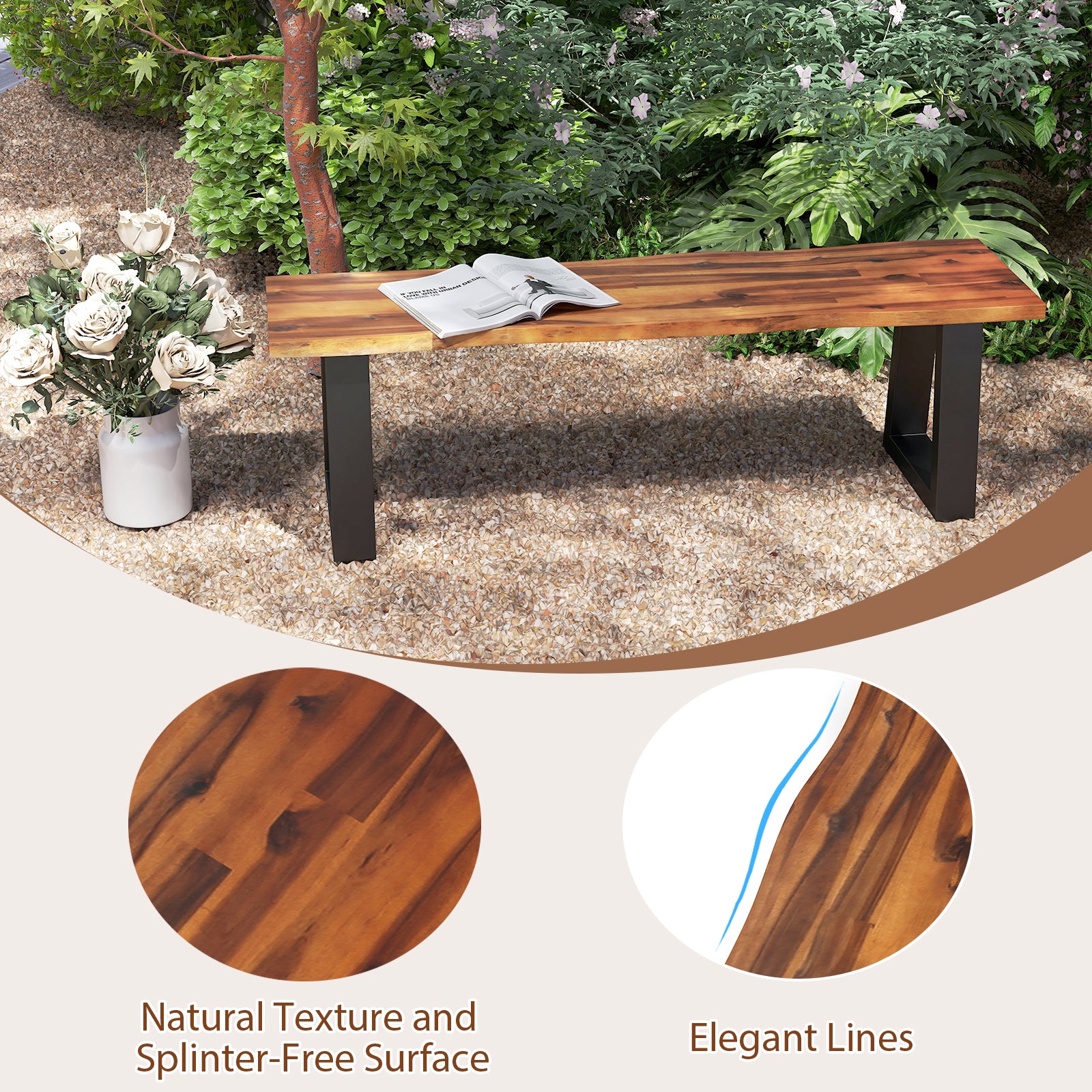 Solid Acacia Wood Patio Bench Dining Bench Seating Bench Outdoor Benches at Gallery Canada