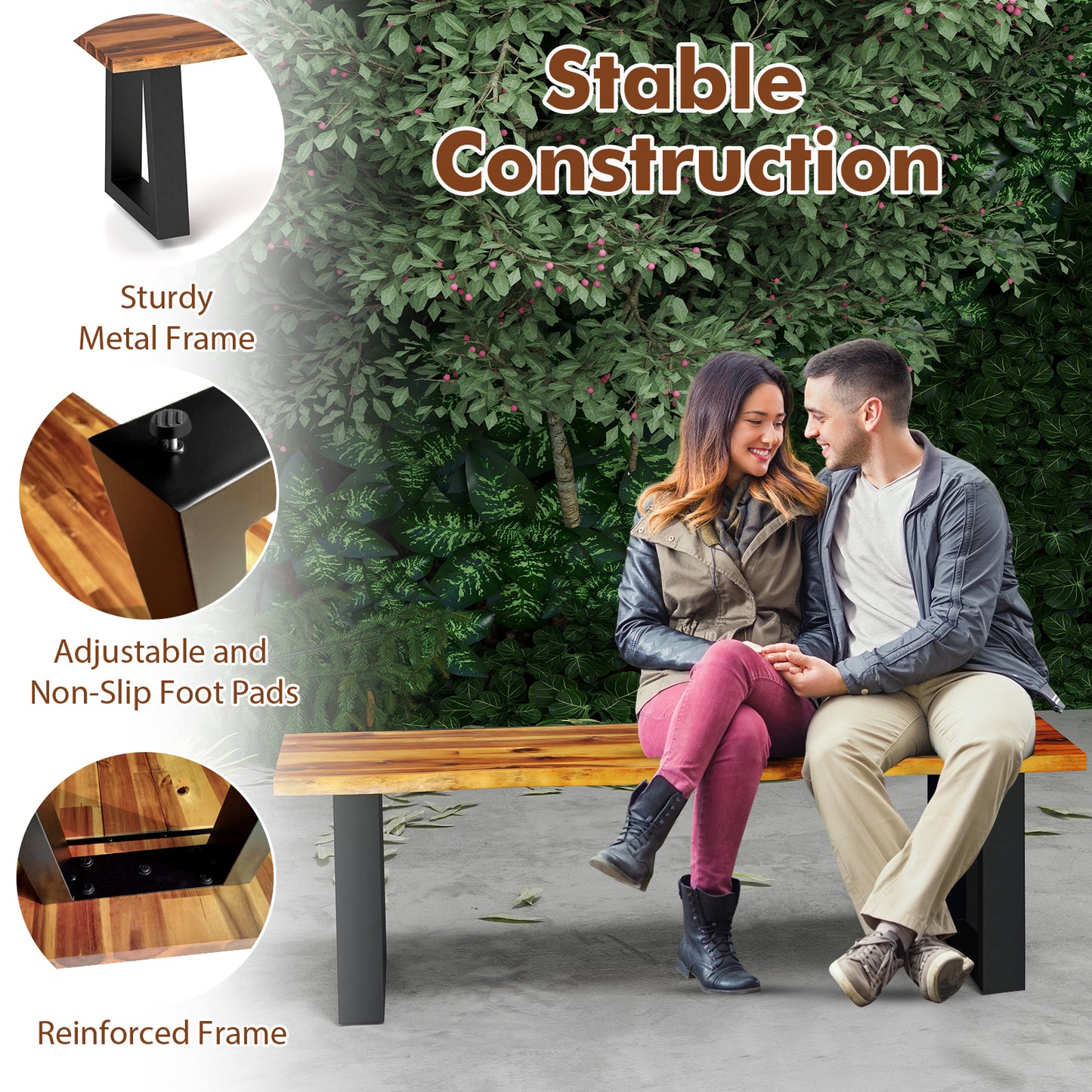 Solid Acacia Wood Patio Bench Dining Bench Seating Bench Outdoor Benches at Gallery Canada