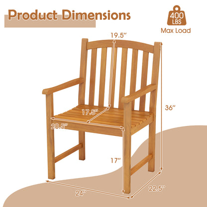 Solid Acacia Wood Patio Chairs Set of 2, Natural Patio Dining Chairs at Gallery Canada