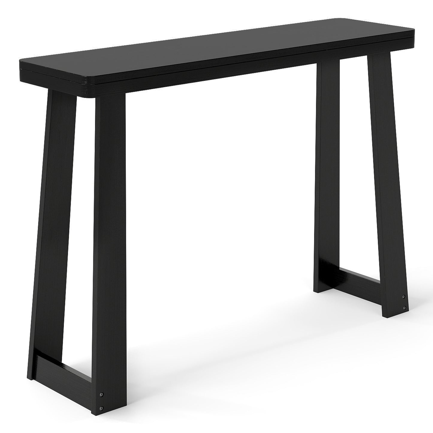 Solid Rubber Wood Console Table 43inch Narrow Entryway Table with Thick Tabletop and Stable Base, Black