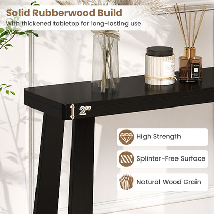 Solid Rubber Wood Console Table 43inch Narrow Entryway Table with Thick Tabletop and Stable Base, Black Console Tables at Gallery Canada