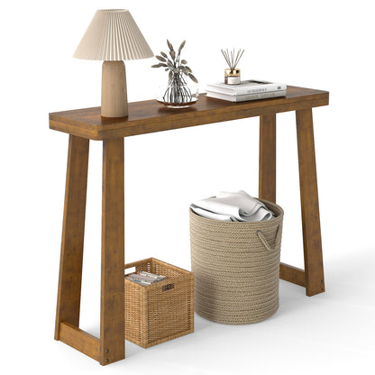 Solid Rubber Wood Console Table 43inch Narrow Entryway Table with Thick Tabletop and Stable Base, Walnut Console Tables at Gallery Canada