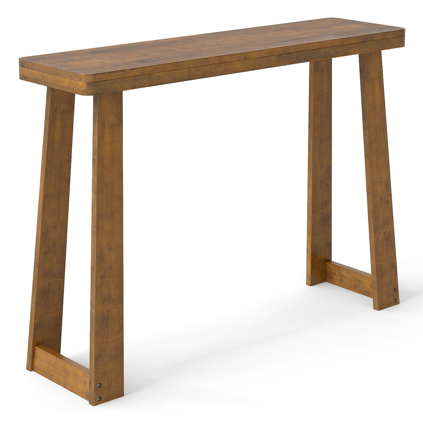Solid Rubber Wood Console Table 43inch Narrow Entryway Table with Thick Tabletop and Stable Base, Walnut