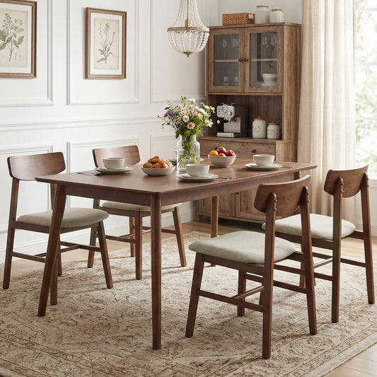 Rubber Wood Dining Chairs, Set of 4, Curved Backrest, Walnut Dining Chairs Walnut at Gallery Canada