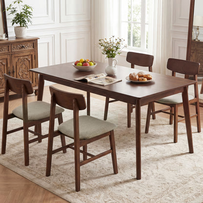 Rubber Wood Dining Chairs, Set of 4, Curved Backrest, Walnut Dining Chairs at Gallery Canada