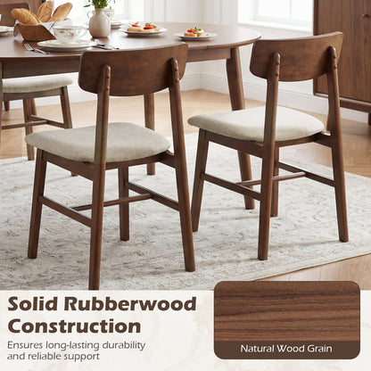 Rubber Wood Dining Chairs, Set of 4, Curved Backrest, Walnut Dining Chairs at Gallery Canada