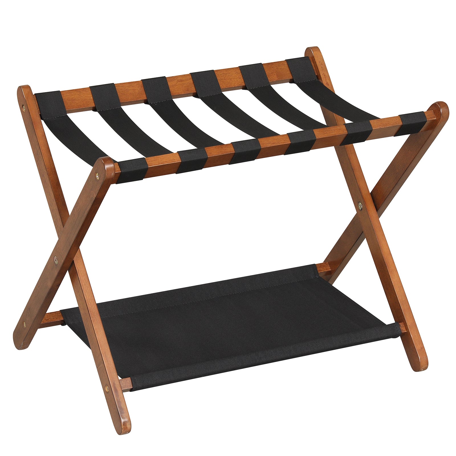 Solid Rubberwood Folding Luggage Rack With Nylon Shelves Shoe Racks & Storage Benches at Gallery Canada