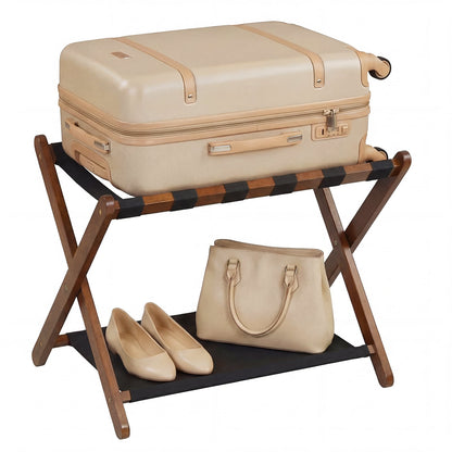 Solid Rubberwood Folding Luggage Rack With Nylon Shelves Shoe Racks & Storage Benches at Gallery Canada