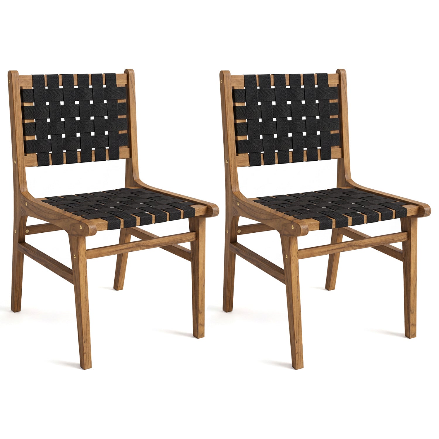 Solid Teak Hand-Woven Strap Outdoor Dining Chair with Flex Support for Deck Garden Patio Dining Chairs at Gallery Canada