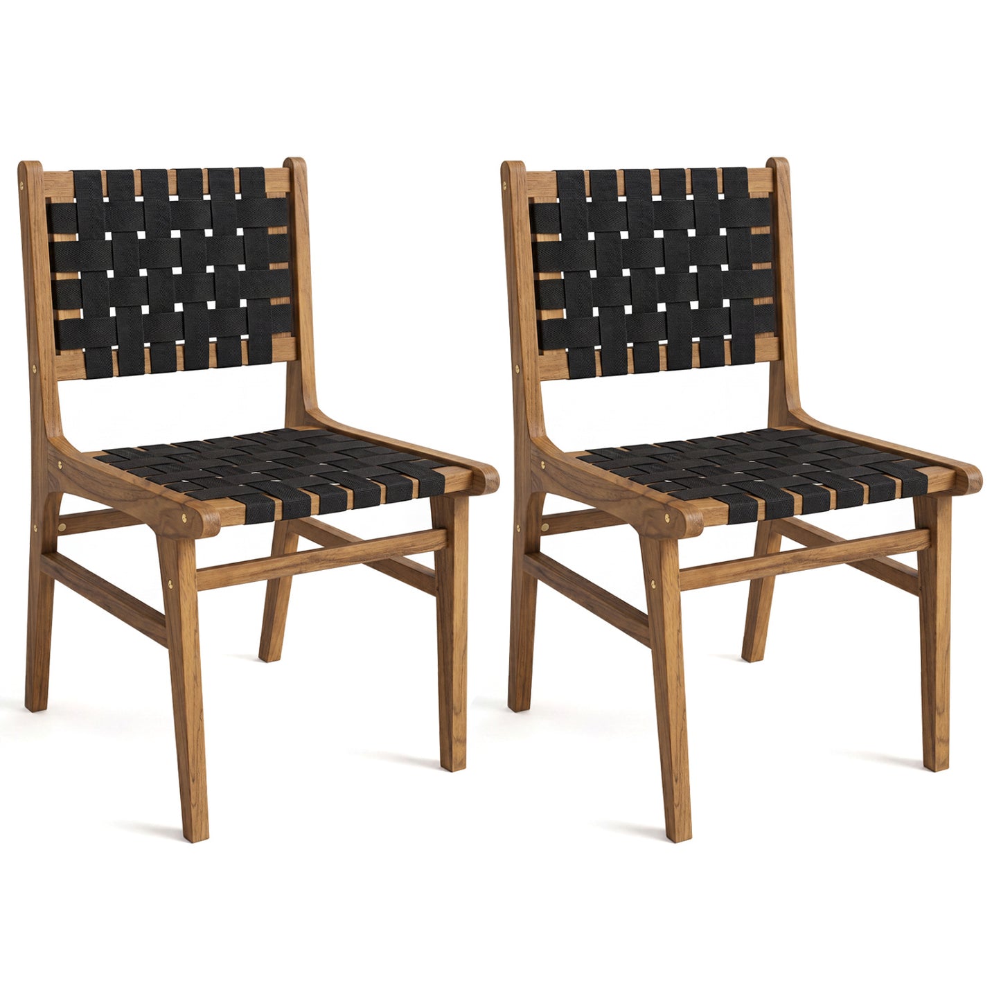 Solid Teak Hand-Woven Strap Outdoor Dining Chair with Flex Support for Deck Garden Patio Dining Chairs at Gallery Canada