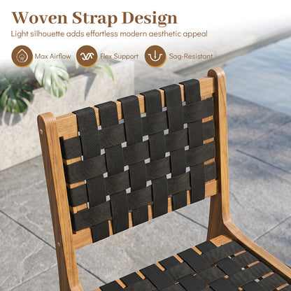 Solid Teak Hand-Woven Strap Outdoor Dining Chair with Flex Support for Deck Garden Patio Dining Chairs at Gallery Canada
