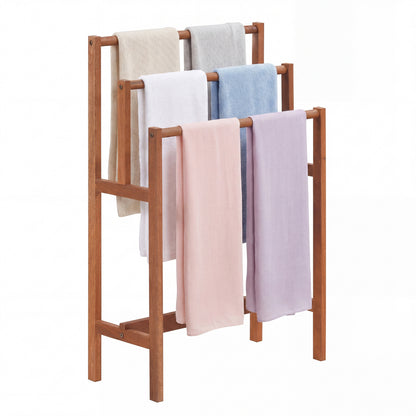 Solid Wood 3-Tier Towel Rack, Teak Oil Finish, Natural Towel Racks Natural at Gallery Canada
