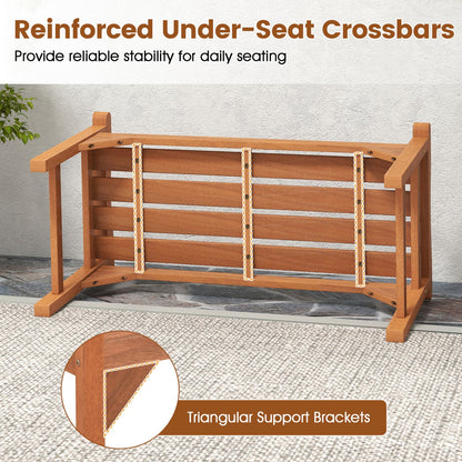 Solid Wood Backless Garden Bench with Handles