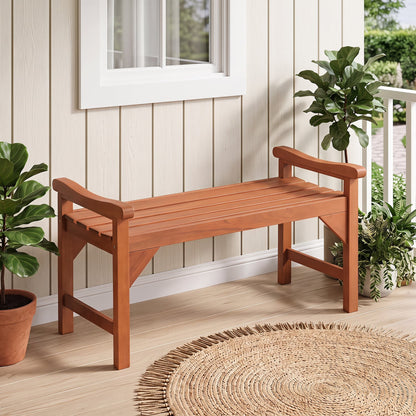 Solid Wood Backless Garden Bench with Handles