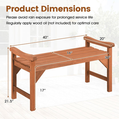 Solid Wood Backless Garden Bench with Handles