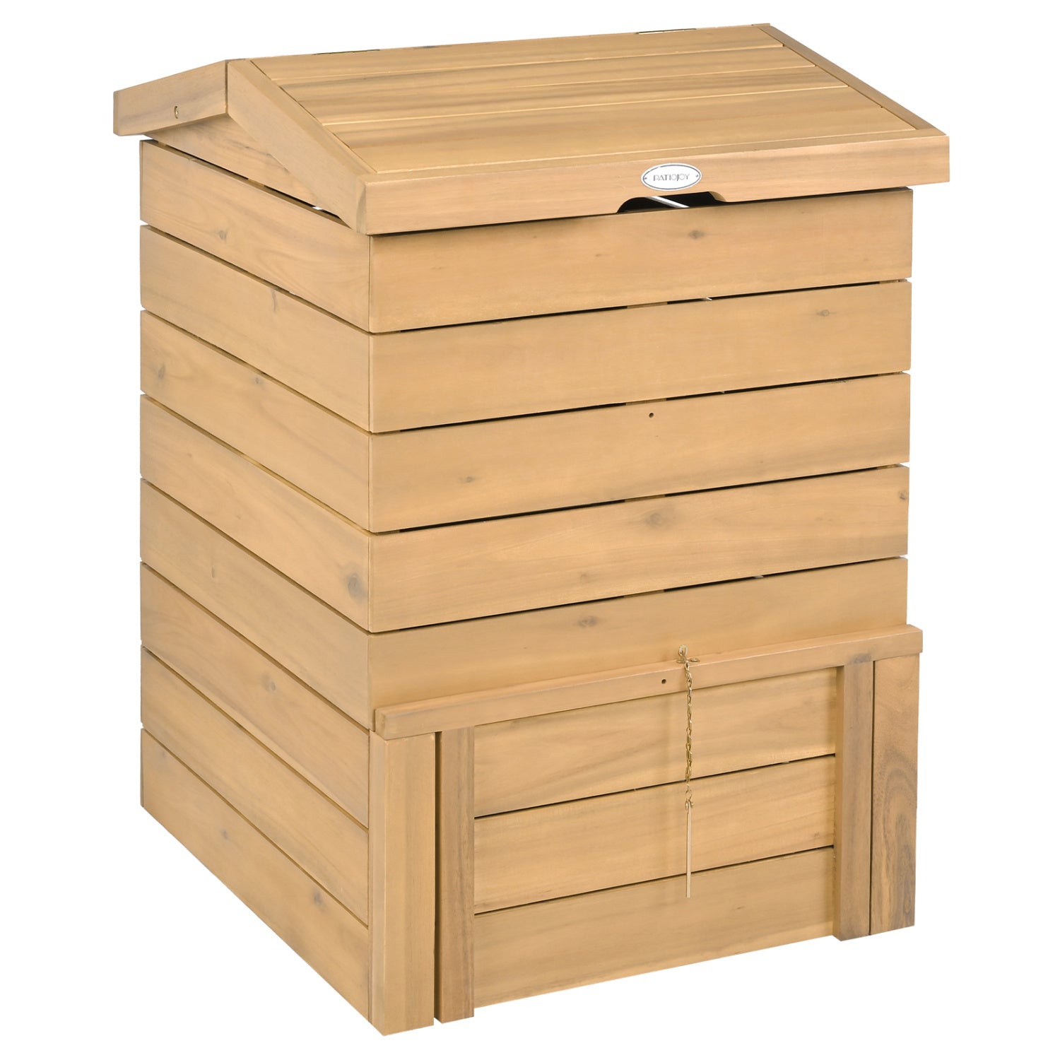 Compost Bin, Lockable Sliding Door, Flip-Top, Garden, Solid Wood, Natural Garden Tools Natural at Gallery Canada