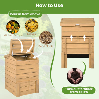 Compost Bin, Lockable Sliding Door, Flip-Top, Garden, Solid Wood, Natural Garden Tools at Gallery Canada