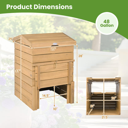 Compost Bin, Lockable Sliding Door, Flip-Top, Garden, Solid Wood, Natural Garden Tools at Gallery Canada