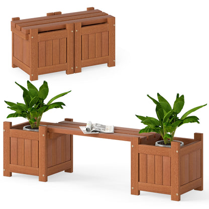 Solid Wood Flower Box Mini Outdoor Planter Boxes with Bench Outdoor Benches at Gallery Canada