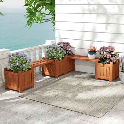 Solid Wood Flower Box Mini Outdoor Planter Boxes with Bench Outdoor Benches at Gallery Canada