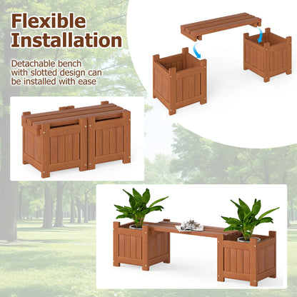 Solid Wood Flower Box Mini Outdoor Planter Boxes with Bench Outdoor Benches at Gallery Canada