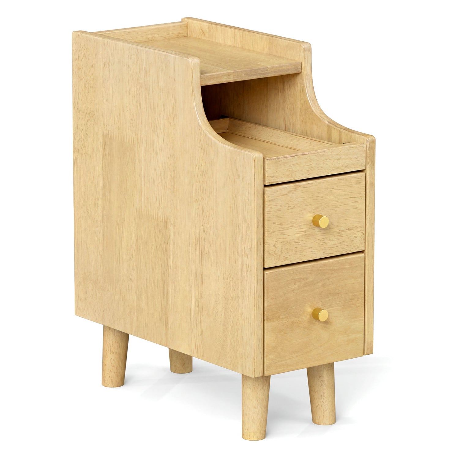Wood Night Side Table With Pull-out Tray and 2 Drawers Nightstands at Gallery Canada