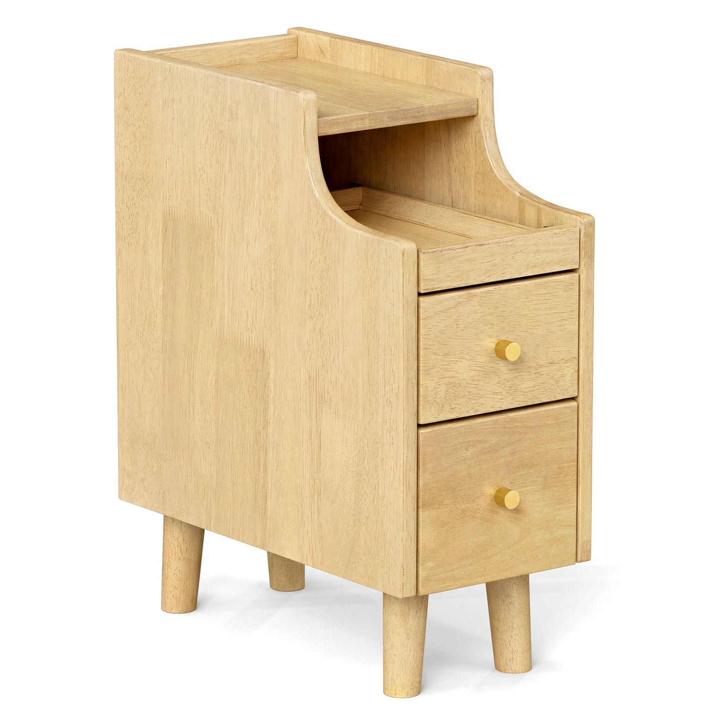 Wood Night Side Table With Pull-out Tray and 2 Drawers Nightstands at Gallery Canada