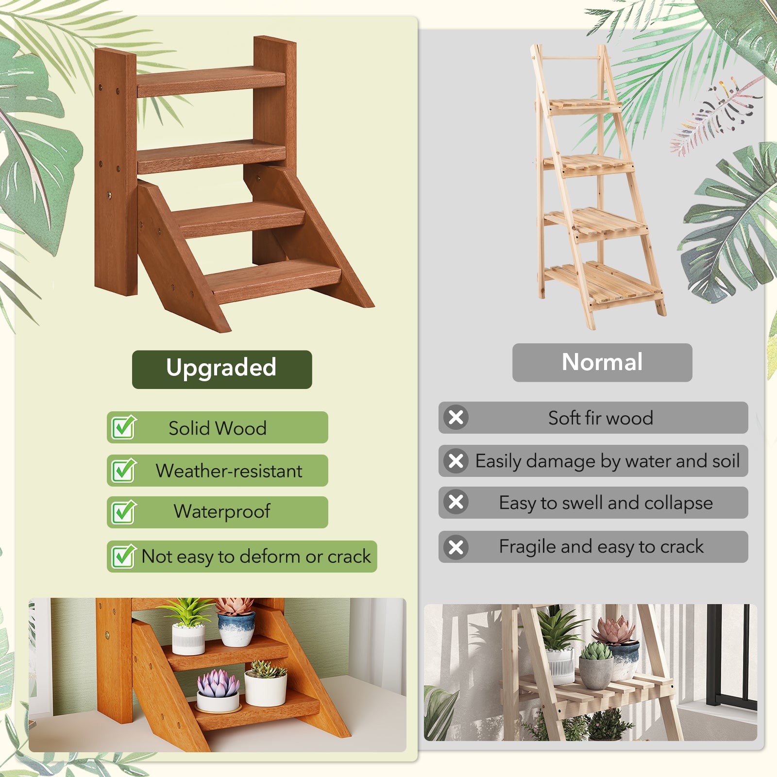 Solid Wood Plant Stand for Flowerpots and Succulents, Natural Plant Stands at Gallery Canada