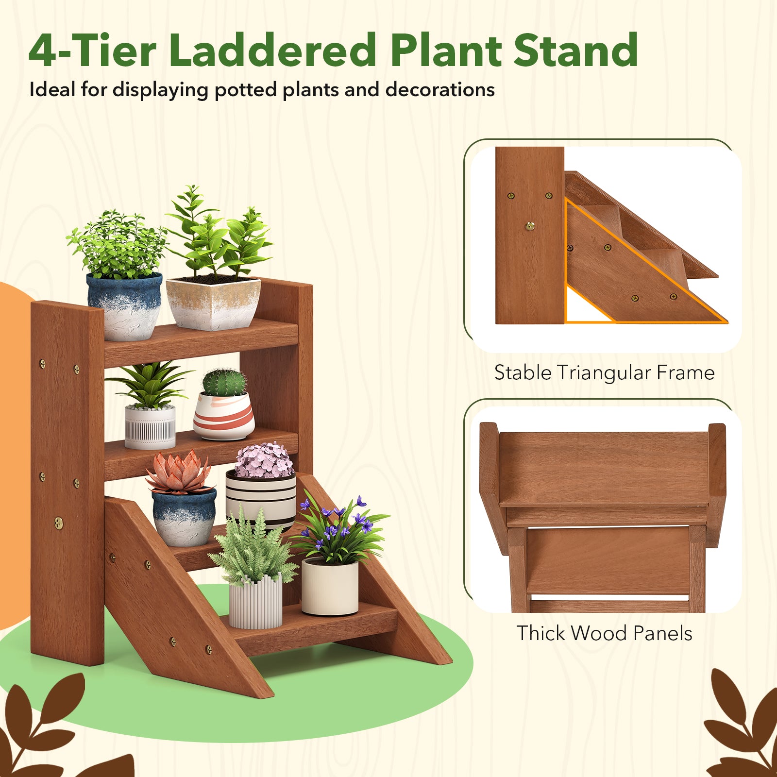 Solid Wood Plant Stand for Flowerpots and Succulents, Natural Plant Stands at Gallery Canada
