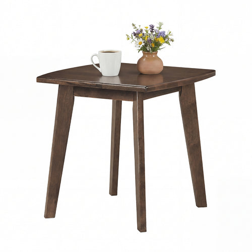 Solid Wood Square End Table, Thickened Top, Curved Edge, Walnut