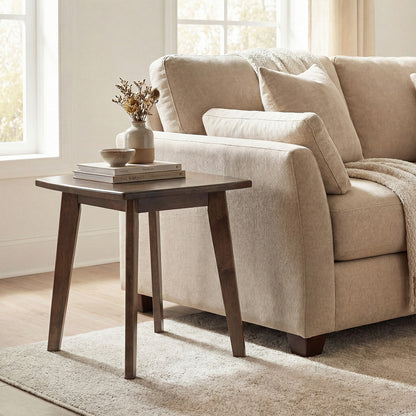 Solid Wood Square End Table, Thickened Top, Curved Edge, Walnut End & Side Tables at Gallery Canada