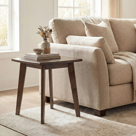 Solid Wood Square End Table, Thickened Top, Curved Edge, Walnut End & Side Tables Walnut at Gallery Canada