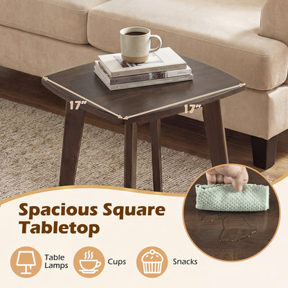 Solid Wood Square End Table, Thickened Top, Curved Edge, Walnut End & Side Tables at Gallery Canada