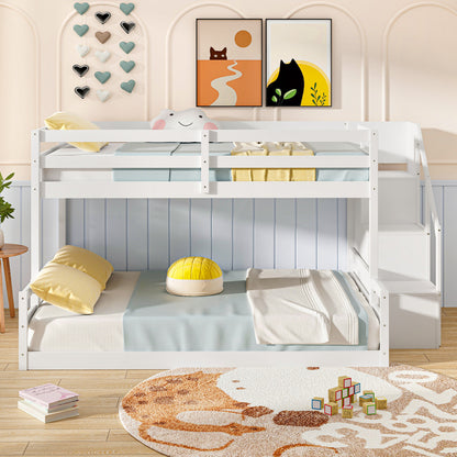 Solid Wood Twin Over Full Low Bunk Bed, White Bunk Bed Frame at Gallery Canada