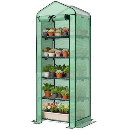 Mini Greenhouse With Screen Roof, 27.6" x 19.7" x 75.6", Green Portable Greenhouses Green, Dark Green at Gallery Canada