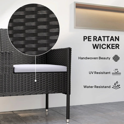 PE Rattan Loveseat with Cushion, Mid-Table, Light Grey Patio Chairs at Gallery Canada